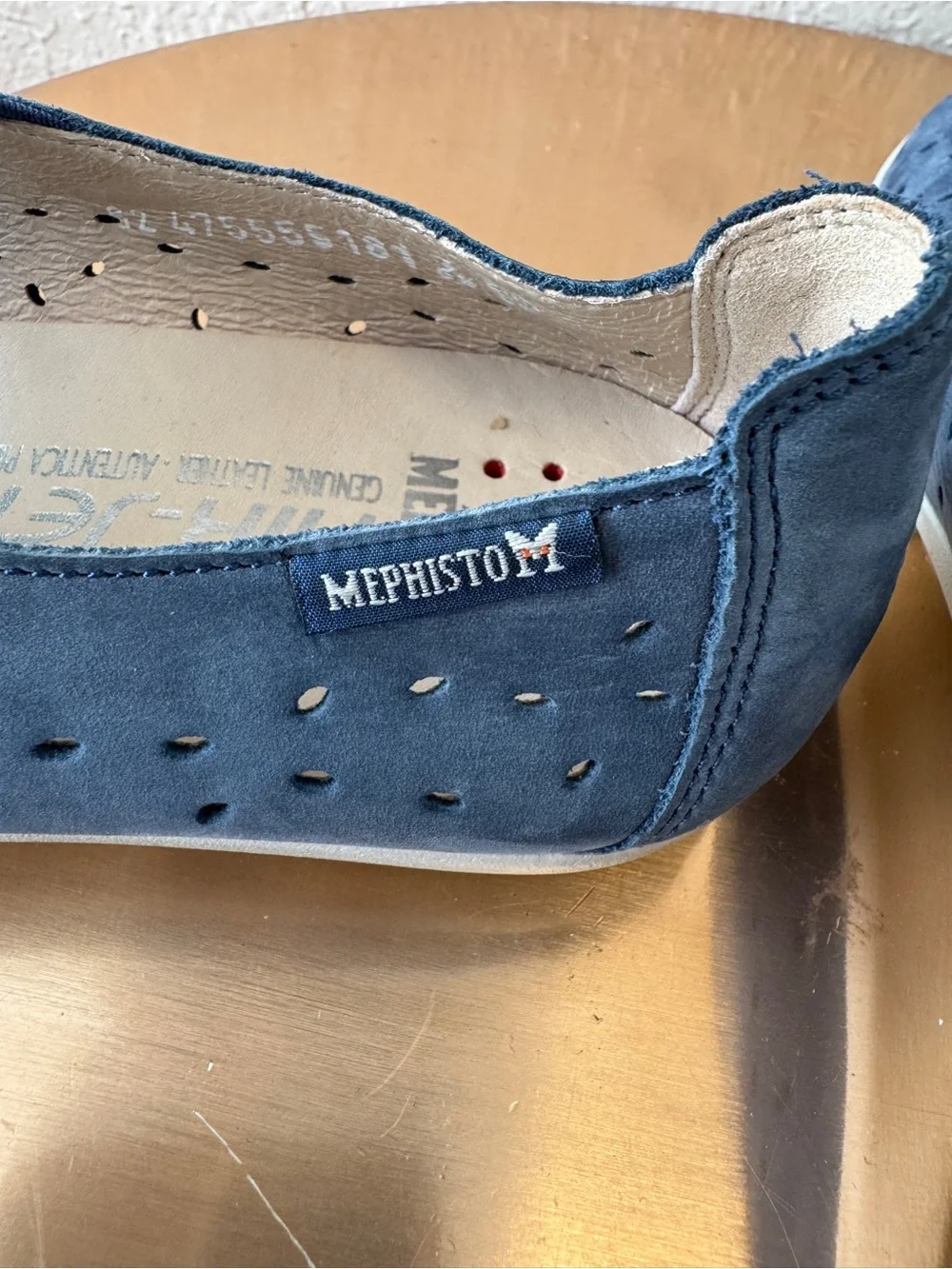 Mephisto Women's Karla Perf Leather Mary Jane Ballet Flats – Blue Suede/Nubuck